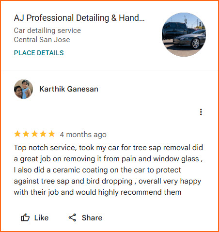 Review of AJ Professional Detailing & Hand Car Wash in San Jose By Karthik Ganesan
