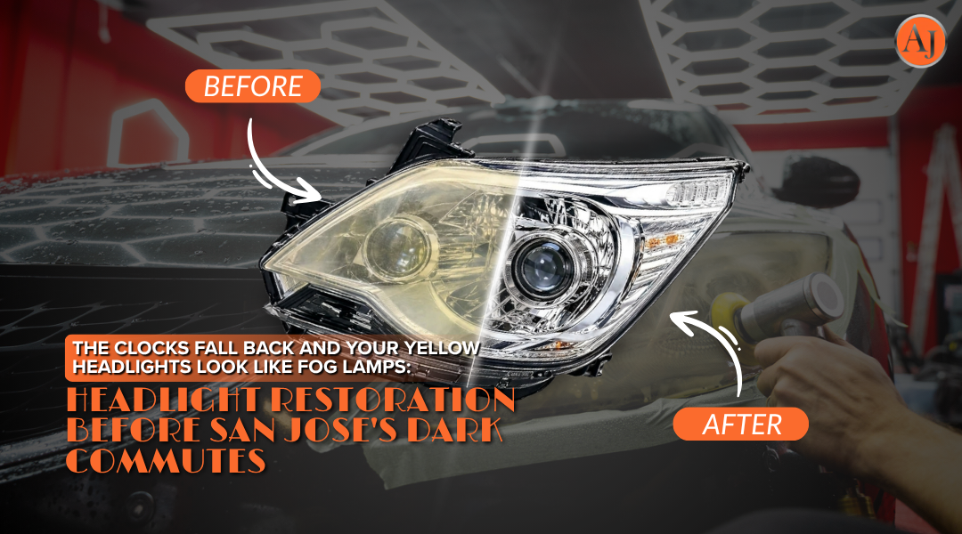 The Clocks Fall Back and Your Yellow Headlights Look Like Fog Lamps Headlight Restoration Before San Jose's Dark Commutes